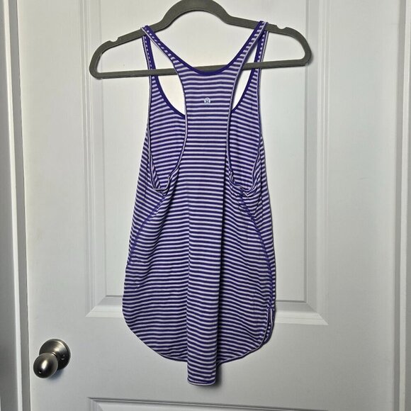 Lululemon What The Sport Singlet - 8 Silver Stripe Iris Flower Pretty Purple - Picture 4 of 5